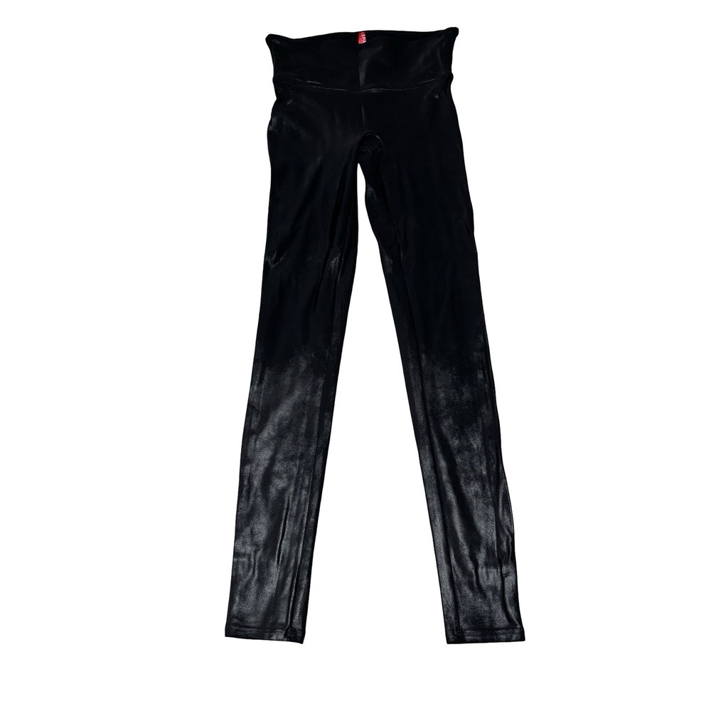 Spanx Women's Gunmetal Black‎ Vegan Faux Leather Stretch Leggings Size S 24x28